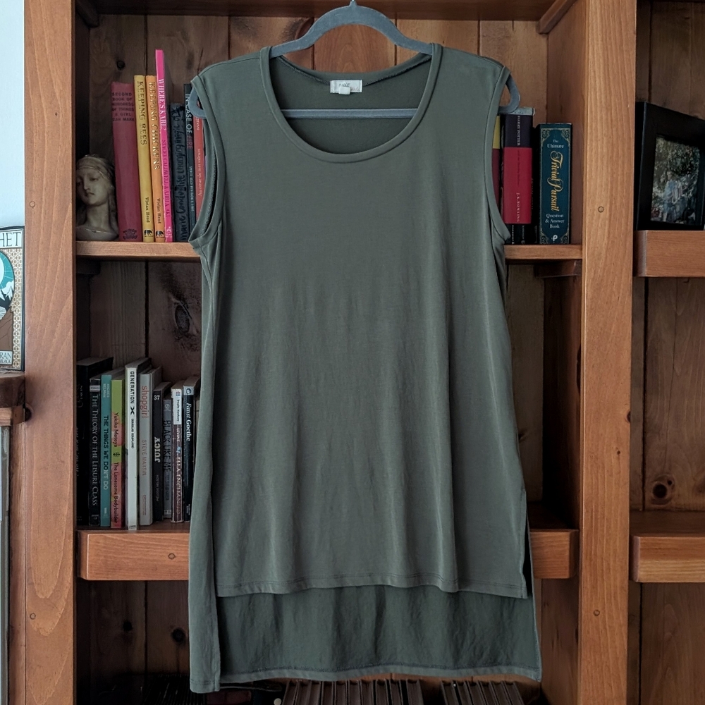 Cupio Olive Green Asymmetrical Sleeveless Top